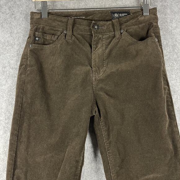 AG Adriano Goldschmied Mari Corduroy Pant Womens 27 Brown Mid Rise Slim Straight - Picture 4 of 16